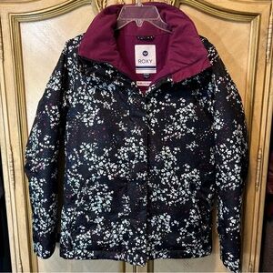 ROXY Black & Purple Floral Snow Winter Coat